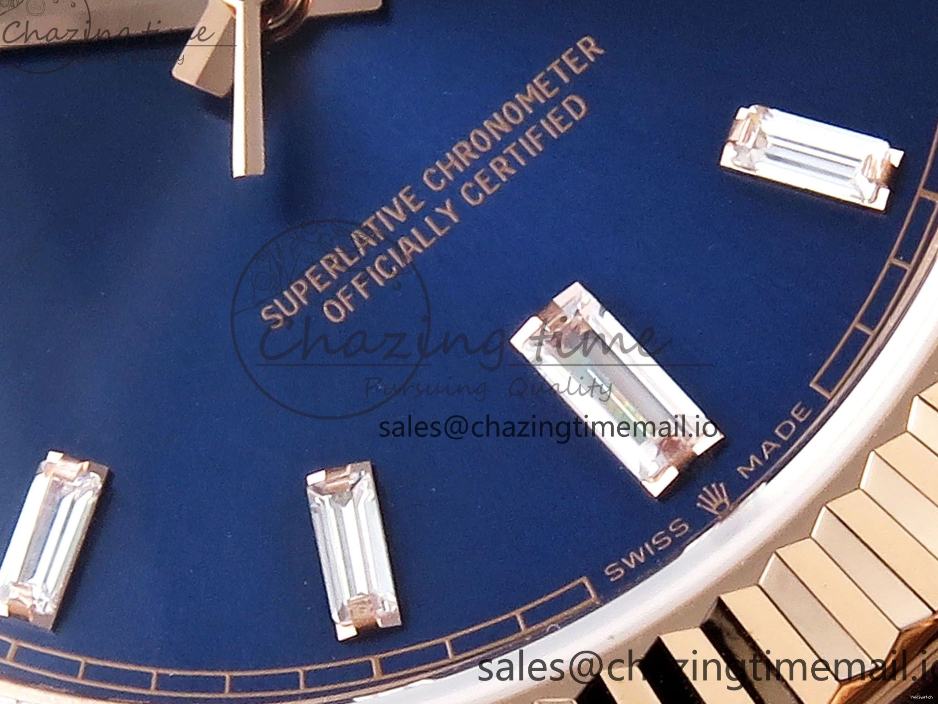 President Markers 228235 Edition Dial on Best Date Blue Bracelet Day VR2836 Diamonds Bezel QF Crystal 40 RG 1:1 0520
